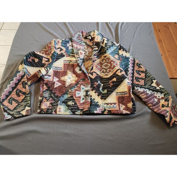 Vintage Starfire Blazer Women's Size 12 L Aztec Southwestern Button Retro Blazer - Picture 1 of 16